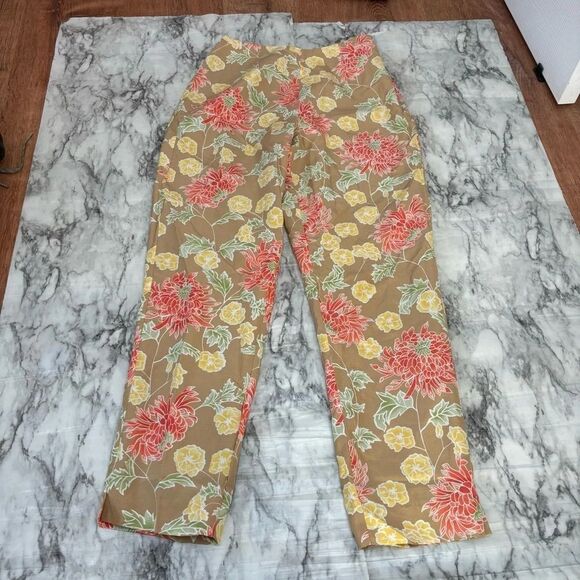 Worthington Vintage Silk Cotton Blend Floral Print 90s retro Pants size 4 - Picture 5 of 6
